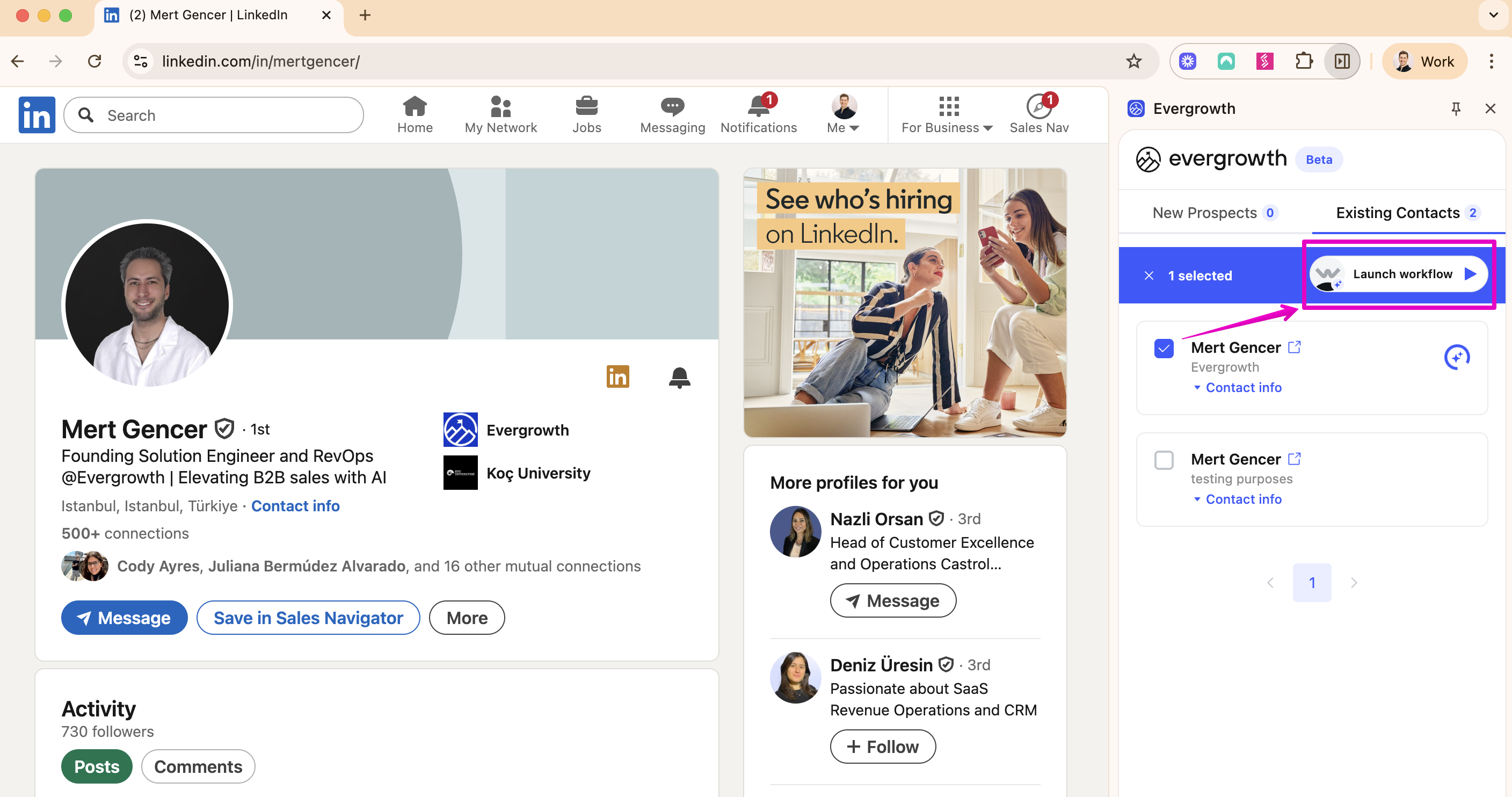 Chrome Extension workflow launch