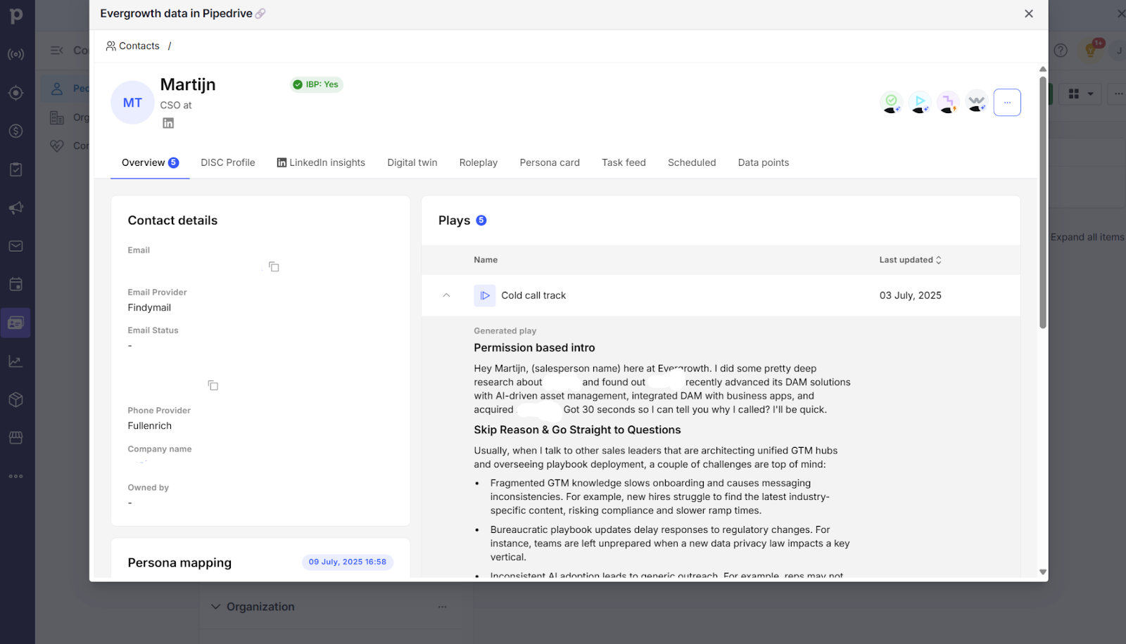Pipedrive CRM view