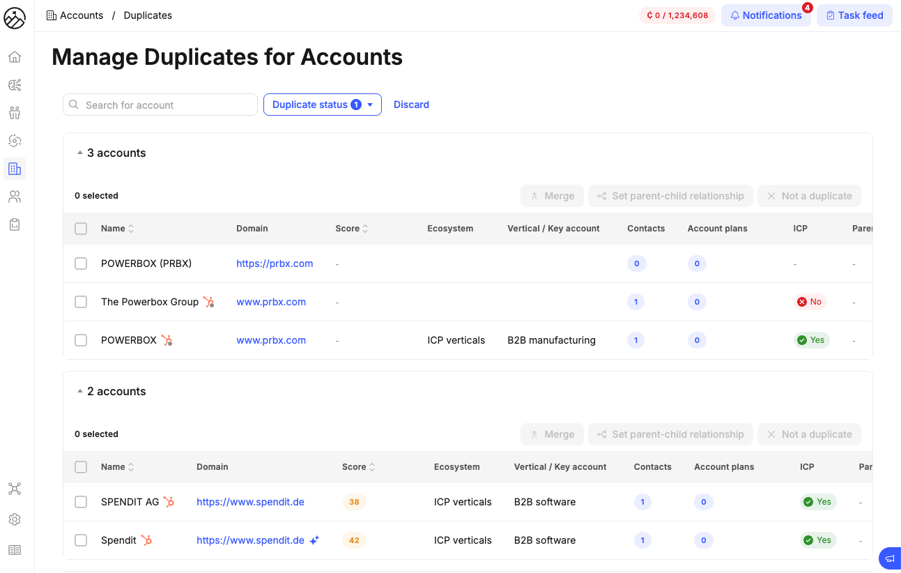Select primary contact to merge into modal, with the same UI pattern as the account merge